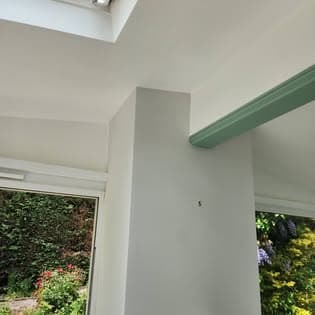 Interior decorating · corridor with light-green doors